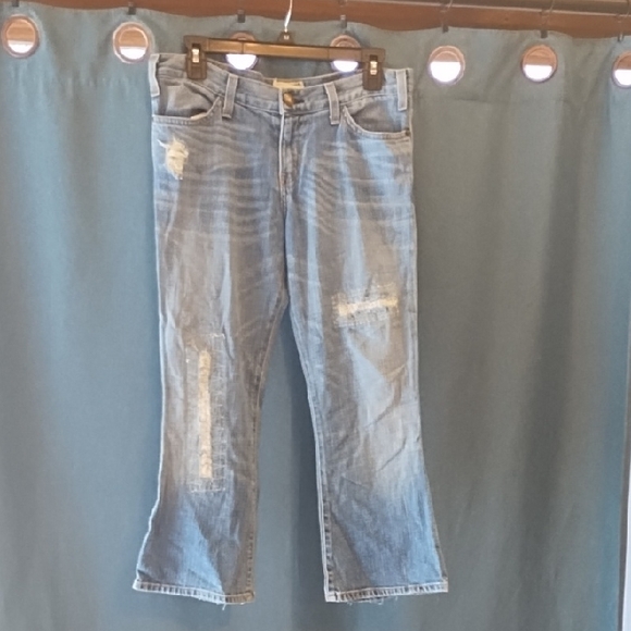 No Label Denim - Classic Blue Distressed Cropped Jeans